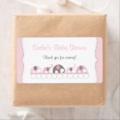 ピンクの象の赤ちゃんシャワー水ボトルまたは好意 ラベル (インサイチュ)