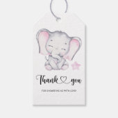 ピンクの象の赤ちゃん感謝していシャワーあなた ギフトタグ (正面)
