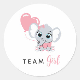 ピンクの象の風船 Team Girl 性別発表 ラウンドシール