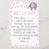 ピンクの象は赤ちゃんシャワーのゲームを言わない (正面)