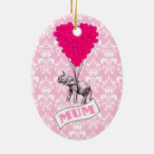 ピンクの象を持つ母 セラミックオーナメント (裏面)