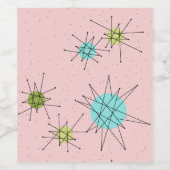 ピンクの象徴的な原子スターバストワインボトルラベル ワインラベル (シングルラベル)