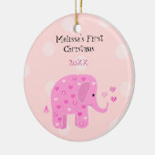 ピンクの象 赤ちゃんの最初のクリスマス セラミックオーナメント (左)
