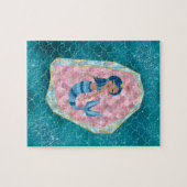 ピンクの貝の青い人魚 ジグソーパズル (横)