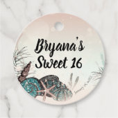 ピンクの貝殻ビーチ スイート16パーティー フェイバータグ (正面)