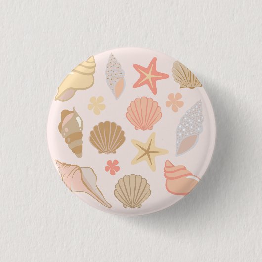 ピンクの貝殻模様 缶バッジ (正面)