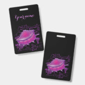 ピンクの貝殻 バッジ (表裏)