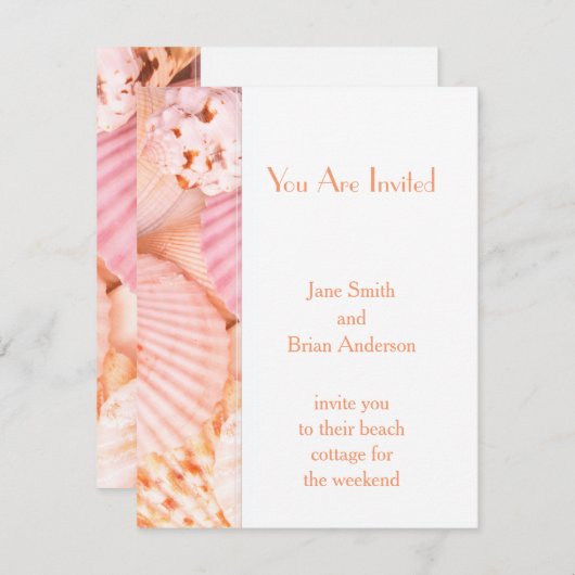 ピンクの貝 招待状 (正面/裏面)