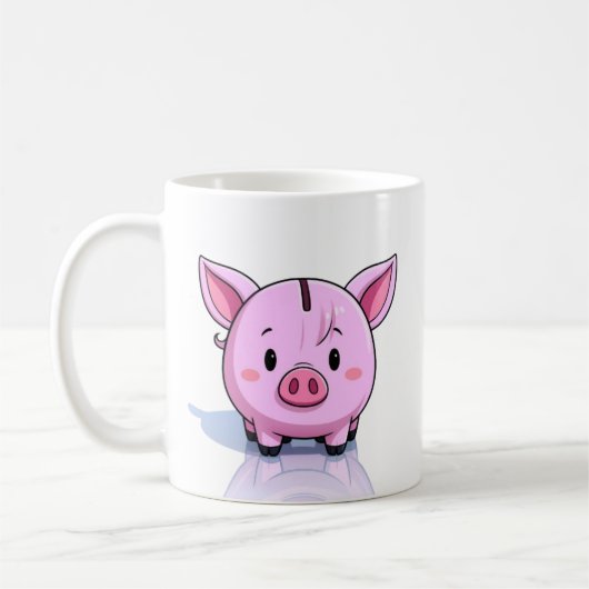 ピンクの貯金箱 コーヒーマグカップ (左)