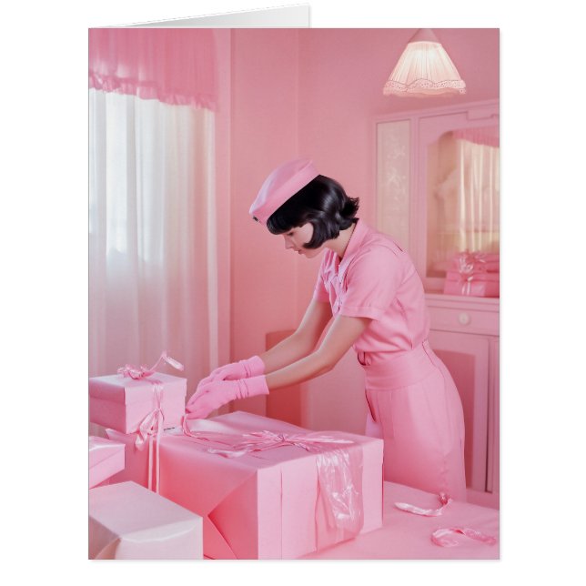 ピンクの贈り物のラッピングの芸術 (正面)