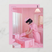 ピンクの贈り物のラッピングの芸術 ポストカード (正面/裏面)