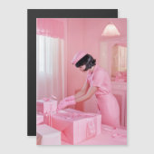 ピンクの贈り物のラッピングの芸術 マグネット招待状 (正面/裏面)