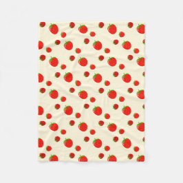 ピンクの赤いちご淡い色のの模様 フリースブランケット