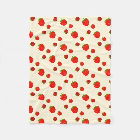 ピンクの赤いちご淡い色のの模様 フリースブランケット (正面)