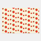 ピンクの赤いちご淡い色のの模様 ラッピングペーパーシート (正面3)