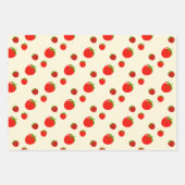 ピンクの赤いちご淡い色のの模様 ラッピングペーパーシート (正面)