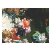 ピンクの赤いアネモネの白い花、黒の蝶 テーブルクロス (正面(横))