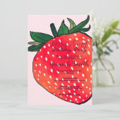 ピンクの赤いイチゴのベリー スウィート 招待状 (スタンド正面)