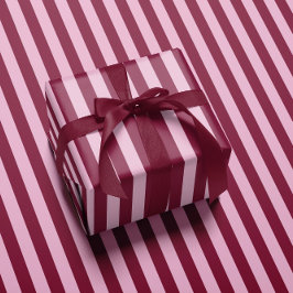 ピンクの赤いストライプのクリスマス包装紙 ラッピングペーパー