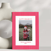 ピンクの赤いストライプ フェスティブ ファミリー 縦写真 シーズンカード