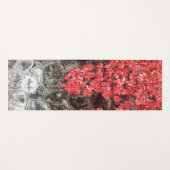 ピンクの赤いツタ葉の秋の石の壁モノグラム ヨガマット (正面(横))