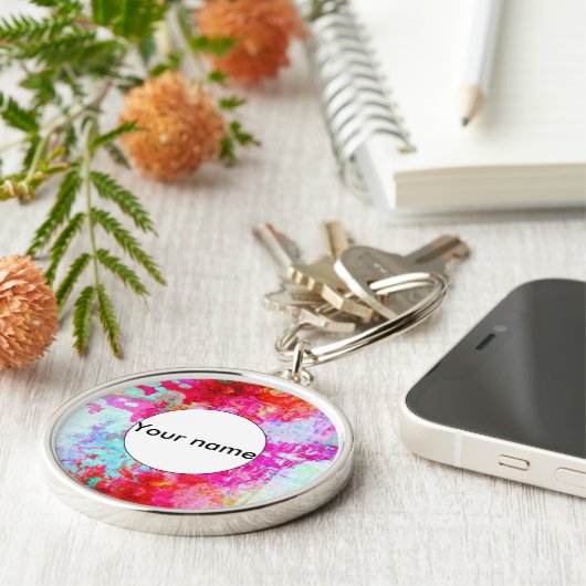 ピンクの赤いテクスチャ キーホルダー (側面)