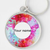 ピンクの赤いテクスチャ キーホルダー (正面)