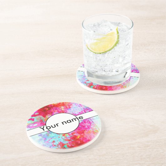 ピンクの赤いテクスチャ コースター (側面)