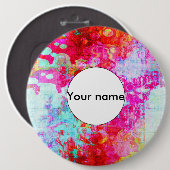 ピンクの赤いテクスチャ 缶バッジ (正面&裏面)