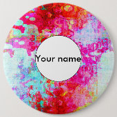 ピンクの赤いテクスチャ 缶バッジ (正面)