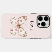 ピンクの赤いハートの蝶の愛 Case-Mate iPhoneケース (裏面 (横))