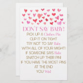 ピンクの赤いハートは赤ちゃんシャワーのゲームを言わない 便箋 (正面/裏面)