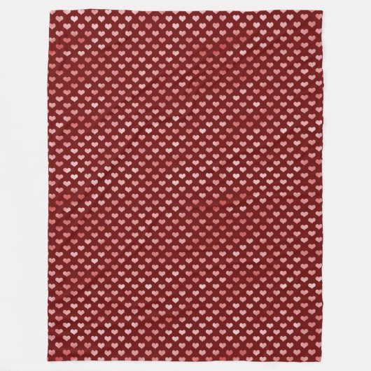 ピンクの赤いハートグラデーション フリースブランケット (正面)