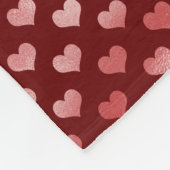 ピンクの赤いハートグラデーション フリースブランケット (角)