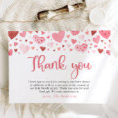 ピンクの赤いハートバレンタインスイートハートベビーシャワー サンキューカード