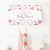 ピンクの赤いハートバレンタインスイートハートベビーシャワー 横断幕 (インサイチュ)