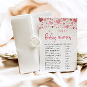 ピンクの赤いハートバレンタイン有名人ベビーネームゲーム 招待状