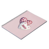 ピンクの赤いハート XOXO ノートブック (左側)