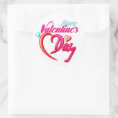 ピンクの赤いバラのハート バレンタインデー丸型ステッカー ラウンドシール (バッグ)