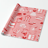 ピンクの赤いフラッパーアンティーク懐ファッションドかしい ラッピングペーパー (アンロールド)