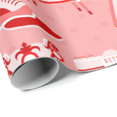 ピンクの赤いフラッパーアンティーク懐ファッションドかしい ラッピングペーパー (ロールコーナー)