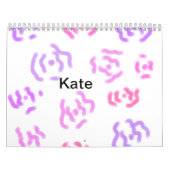 ピンクの赤いフローラの水色を追加の名前の文字モダンth カレンダー (カバー)