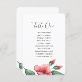 ピンクの赤いフローラの結婚緑の座席表。 招待状