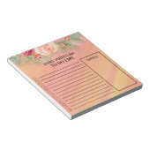 ピンクの赤いフローラを実行するチェックリスト ノートパッド (アングル)