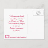 ピンクの赤いブレンドの白いハート日付はがきを保存 案内ポストカード (裏面)