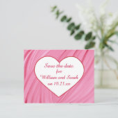 ピンクの赤いブレンドの白いハート日付はがきを保存 案内ポストカード (スタンド正面)