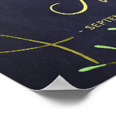 ピンクの赤い庭のバラネイビー結婚の歓迎サイン ポスター (角)