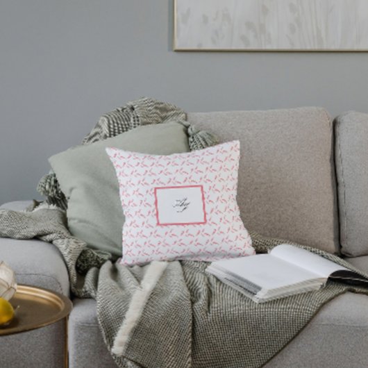 ピンクの赤い明るいカラフルの乗馬模様 クッション