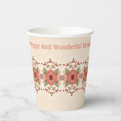 ピンクの赤い桃にフローラ 紙コップ (左)