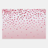 ピンクの赤い水カラーハート ラッピングペーパーシート (正面)